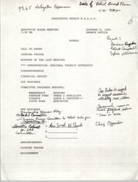 Agenda, Charleston Branch of the NAACP, Executive Board Meeting, October 9, 1990