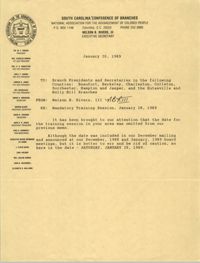 South Carolina Conference of Branches of the NAACP Memorandum, January 20, 1989