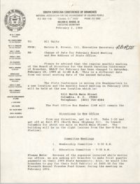 South Carolina Conference of Branches of the NAACP Memorandum, February 2, 1989