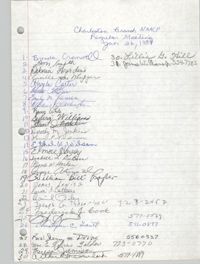 Sign-in Sheet, Charleston Branch of the NAACP, Regular Meeting, January 26, 1989