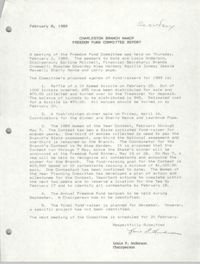 Charleston Branch of the NAACP Freedom Fund Committee Report, February 8, 1989