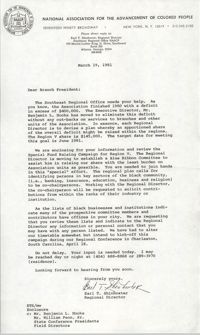 Charleston Branch of the NAACP Memorandum, March 19, 1981
