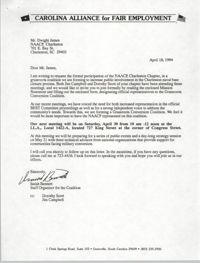 Letter from Isaiah Bennett to Dwight James, April 18, 1994