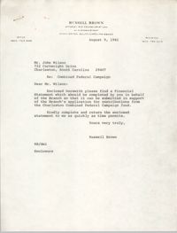 Letter from Russell Brown to John Wilson, August 9, 1982