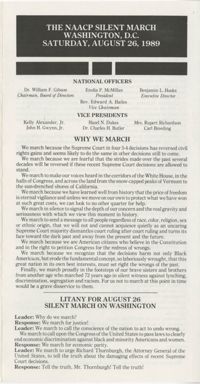 Pamphlet, The NAACP Silent March on Washington, DC, August 26, 1989