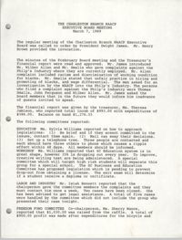 Minutes, Charleston Branch of the NAACP Executive Board Meeting, March 7, 1989