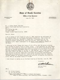 Letter from Wallace Brown to J. Arthur Brown, June 18, 1982