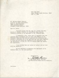 Letter from Wallace Brown to J. Arthur Brown, June 17, 1982