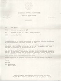 State of South Carolina, Office of the Governor, Memorandum, November 24, 1981