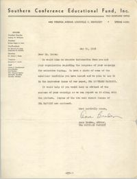 Letter from Anne Braden to J. Arthur Brown, May 31, 1962