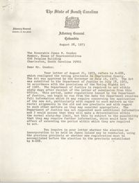 Letter from Daniel R. McLeod to James M. Condon, August 28, 1973