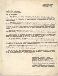Letter from Septima P. Clark to John Bolt Culbertson, June 6, 1956