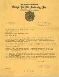 Letter from J. Arthur Brown to Joseph P. Riley, Jr., February 5, 1988