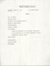 Agenda, Charleston Branch of the NAACP General Membership Meeting, March 21, 1991