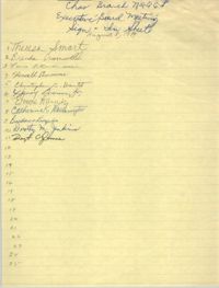 Sign-in Sheet, Charleston Branch of the NAACP, Executive Board Meeting, August 8, 1989