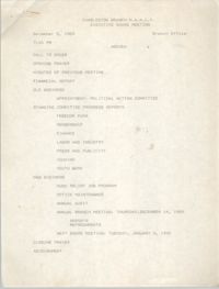 Agenda, Charleston Branch of the NAACP, Executive Board Meeting, December 5, 1989