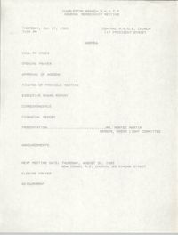 Agenda, Charleston Branch of the NAACP, General Membership Meeting, July 27, 1989