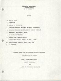 Agenda, Charleston Branch of the NAACP, November 19, 1987