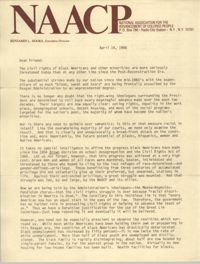Letter from Benjamin L. Hooks to NAACP Friends, April 14, 1986