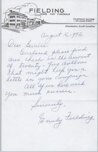 Letter from Emily Fielding to Bernice Robinson, August 16, 1972