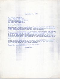 Letter from Bernice Robinson to Wesley Hotchkiss, September 11, 1972