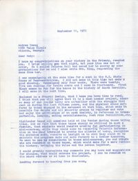 Letter from Bernice Robinson to Andrew Young, September 11, 1972