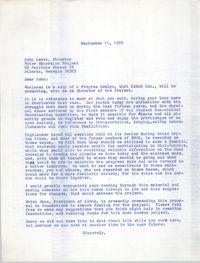 Letter from Bernice Robinson to John Lewis, September 11, 1972