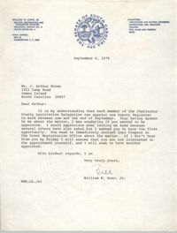 Letter from William W. Doar, Jr. to J. Arthur Brown, September 6, 1978