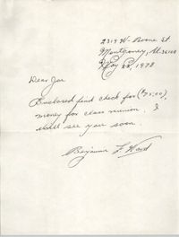 Letter from Benjamin F. Ward to J. Arthur Brown, May 22, 1978