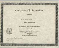 South Carolina State College Certificate of Recognition for J. Arthur Brown