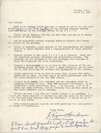 Letter from J. Raymond Henderson, April 14, 1958
