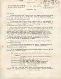 Letter from J. Arthur Brown to His Mother, October 24, 1949