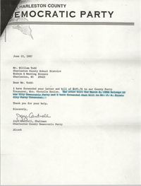 Letter from Joye Cantrell to William B. Todd, June 15, 1987