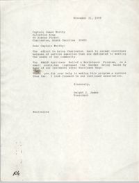 Letter from Dwight C. James to James Worthy, November 21, 1989