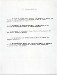General Objectives, Charleston Branch of the NAACP, 1990