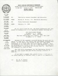 South Carolina Conference of Branches of the NAACP Memorandum, February 13, 1989