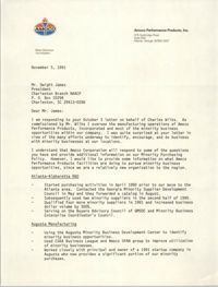 Letter from Brian Dinsmoor to Dwight James, November 5, 1991