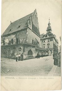 Praha. - Staronová synagoga a židovská radnice.