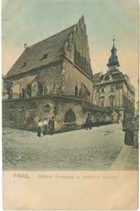 Prag. - Altneue Synagoge u. jüdisches Rathaus.