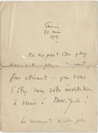 Letter from Jules Massenet to Meltzer, May 21, 1909
