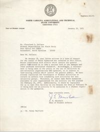 Letter from J. E. Marshall to Cleveland Sellers, January 29, 1971