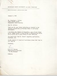 Letter from Eric V. A. Winston to Cleveland Sellers, January 3, 1973