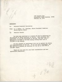 Memorandum from W. C. Parker, Jr. to Selected Potential Secretaries