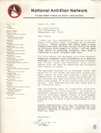 Letter from Lyn Wells to Cleveland Sellers, March 18, 1985