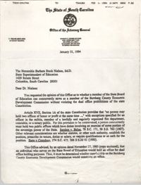 Letter from Patricia D. Petway to Barbara Stock Nielsen, January 31, 1994