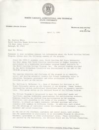 Letter from Cleveland Sellers to Desiree White, April 5, 1982