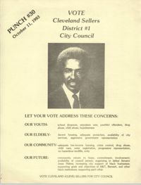 Political Flyer for Cleveland Sellers, District 1 City County, October 11, 1983