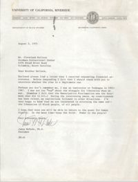 Letter from Jesse McDade to Cleveland Sellers, August 3, 1973