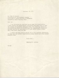Letter from Cleveland Sellers to John W. Kennedy, September 29, 1971
