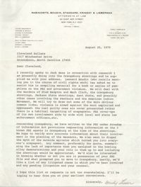 Letter from Mishy Lesser to Cleveland Sellers, August 20, 1979